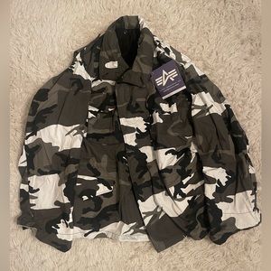 Alpha Industries Inc Cold Weather Black & White Camouflage Coat